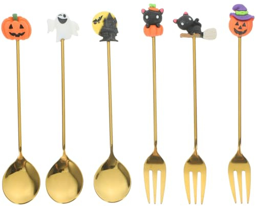 Bestonzon Juego De Cubiertos De Halloween 6 Piezas Acero Inoxidable Set Cucharas Y Tenedores DiseñO Creativo Para Postres Cena Y Cocina