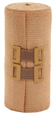 Benda Elastica Compressiva Corta Estensibilità ad uso Flebologico, Cotone, Color Pelle, con Fermagli - uso Professionale Medicale (Corta Estensibilità 10 x 5 mt)