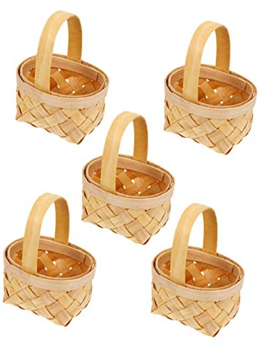 TOPBATHY 10pcs Miniature Woven Basket Handwoven Candy Holder Portable Decorative Baskets for Wedding Lid