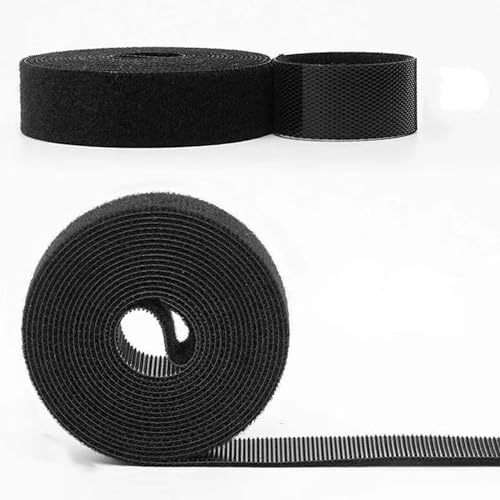 Eleutheromania 2 Pcs Klett Kabelbinder Wiederverwendbare 1.5 Meter Länge Rolle 15 mm Breite, Frei zuschneidbar Stabil & Wasserfest für Kabel Organizer (Schwarz)