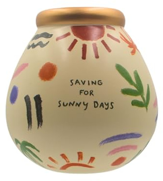 Pot Of Dreams Ceramic Money Pot Smash Money Box Savings Jar - Saving for Sunny Days