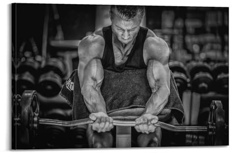 BPQN Langhantel-Curl-Übung für Männer, Workout-Poster, dekoratives Gemälde, Leinwand, Kunstbild, 50 x 75 cm