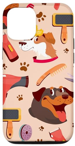 Hülle für iPhone 12/12 Pro Welpen-Hundepflege, niedliches Farbmuster, grafischer Hintergrund