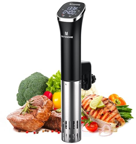BLITZHOME Sous Vide Cooker, Compact Sous Vide Machine 1000W with Recipes, Accurate Temperature & Timer, Ultra Quiet Stainless Portable Precision Immersion Circulator