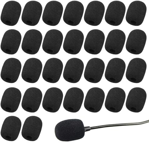 XNIVUIS 30 Stück Popschutz Kopfhörer Mikrofon Ersatz-Windschutz für Mikrofon und Headset aus Schaumstoff Schaumstoff Spuckschutz Windschutzscheibe Mini-Mikrofon Headset Windschutzscheibe (Schwarz)