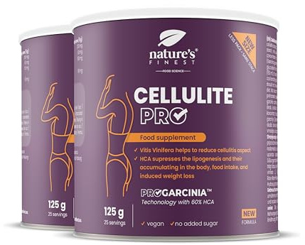Nature's Finest Cellulite PRO, Trinkpulver 250 g (2er Pack) | Mit Rotwein-Traubenextrakt (30 % Polyphenole) & Garcinia cambogia (60 % HCA) - Waldfruchtgeschmack, vegan
