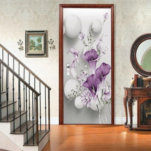 Türtapete Selbstklebend Türposter 3D Türaufkleber Abnehmbar Wandtapete Wohnzimmer Pvc Wasserdichte Wallpaper Wandwandaufkleber Lila Winde 90 X 200 Cm - Kunstfotos Von Kinderzimmertüren 0