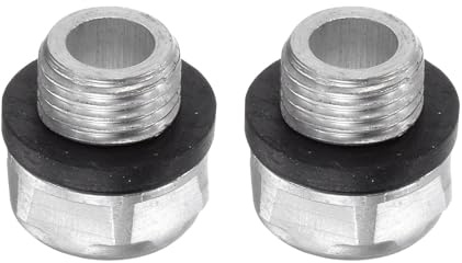 QUARKZMAN 2Pz Vetro Spia Olio Compressore Aria 10 x 1mm Filettatura Maschio Indicatore Plastica Livello Vista Liquido Lega Alluminio Testa Esagonale Finestra con O-Ring Raccordi, Argento