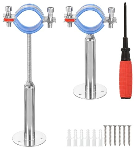 QUARKZMAN 2 Stück Rohrhalterung, Edelstahl Wandhalterung Deckenhalterung Rohrschellen Schlauchschellen, Höhenverstellbar 100-200mm für Außendurchmesser Rohr 38-40mm