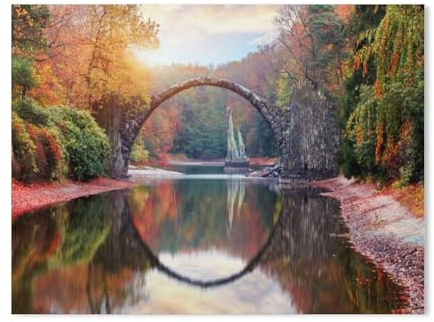 BEAYODKP Malen Nach Zahlen,Rakotzbrücke, auch bekannt als Teufelsbrücke, Kromlau, Sachsen,Leinen Segeltuch, DIY Ölgemälde Weihnachten Geschenke Ohne Rahmen Wand Kunst Hauptdekoration（30x40cm）-802