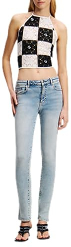 Karl Lagerfeld Jeans, Dam, High Rise Skinny Denim Med Slit, Skinny Ben, Blå, 3032