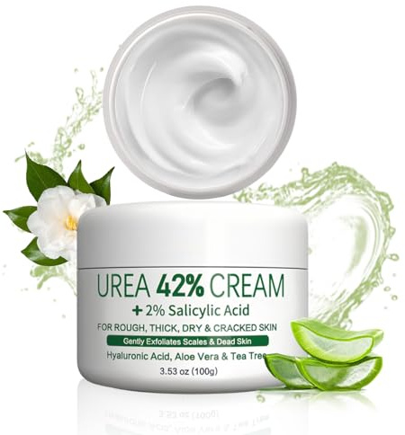 Crema Urea 42%, Hidratante para Pies, Manos y Codos con Aloe Vera y Aceite de Árbol de Té, Eliminador de Callos y Piel Agrietada, Hidratación Profunda, 100g