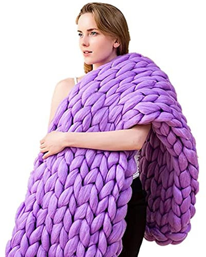 XFZJCHAP Coperte a Maglia Grossa per Letto Coperta appesantita Lavorata a Maglia, Coperta a Maglia Grossa in ciniglia Fatta a Mano, Coperta a Maglia Grossa a trecceC100x120cm