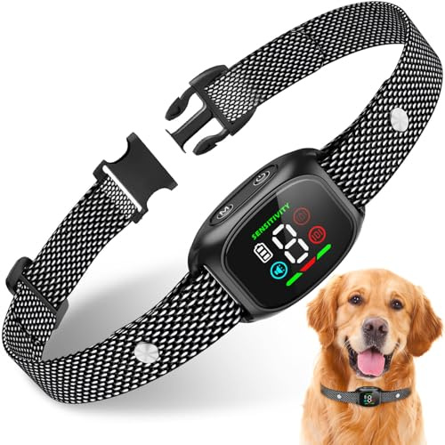 Lorrtta Collier Anti Aboiement Chien, 4 Modes de Correction, Sensibilité Ajustable sur 8 Niveaux, Étanche IP67, Détection Intelligente des Aboiements, Rechargeable, pour Gros Petit Chien