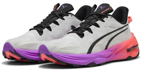 PUMA Fast-trac Nitro 3, Scarpe da Corsa Uomo, Feather Gray Glowing Red Pure Magenta, 41 EU