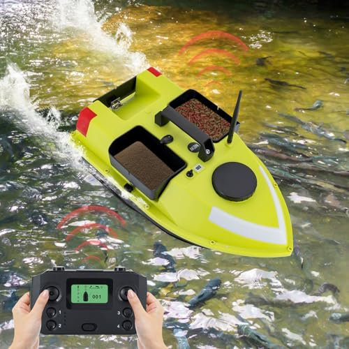 Futterboot Fischfinder GPS RC Angeln Boot, Ferngesteuertes Boot 7 Farbe LED Licht, 99 Positionspunkte, Automatische Gierkorrektur für Seen, Flüssen, Meeren 10000RPM
