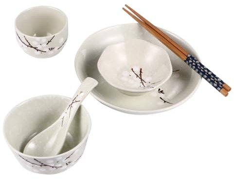 CHICAMPERA Vaisselle Céramique Style Japonais Assiette Bol Tasse Plat Cuillère Baguettes Floral Unique
