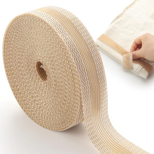 Suofuolef Nastro termoadesivo, 10 m, per pantaloni, vestiti, tessuti, beige