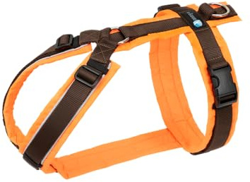 Anny-X Brustgeschirr Protect Leuchtorange-Braun | Sicherheits-Hundegeschirr Größe XL (Brustumfang 78-96 cm)