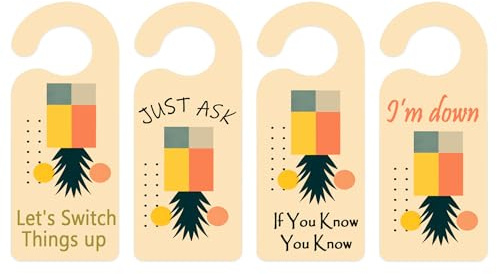Limarqabel 4 Pcs Upside Down Pineapple Door Sign - Humorous PVC Door Sign Decor for Bedroom, Living Room, Indoor, Hotel, Home Decor (3.25 x 8 inches)
