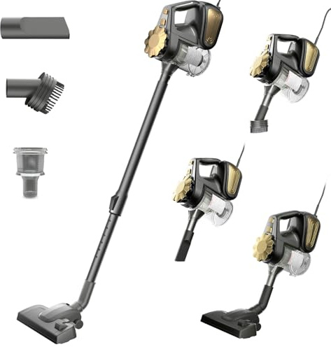 SUPERLEX 600W Corded Stick Vacuum Cleaner, 4-in-1 Bagless Handheld | HEPA Filter, 1L Large Dust Cup, Lightweight Design, Powerful Cleaning for Pet Hair, Carpets, Hard Floors, Stairs & Car
