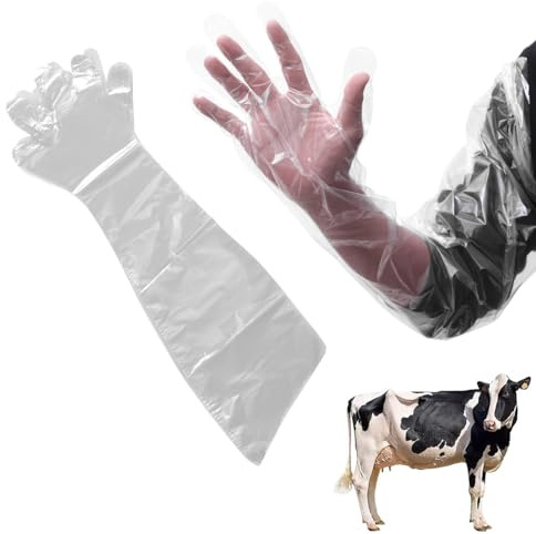 Beavorty Disposable Farm Insemination Gloves Long Arm Film Gloves for Cattle Sheep and Horse Artificial Insemination Shoulder length Lightweight Eco Material