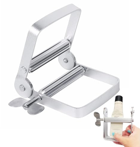 Generisch Metallic Tube Press, Universal Tube Squeezer for Toothpaste, Hair Colour, Hand Cream, 100 mm x 85 mm x 30 mm, Silver