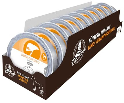 Dr. Link Spezial-Diät Hundefutter speziell für die Leber, Proteinquelle Huhn, für Hunde - Stoffwechsel, Elektrolytausgleich, Unterstützung der Leberfunktion – 10x125g Schale
