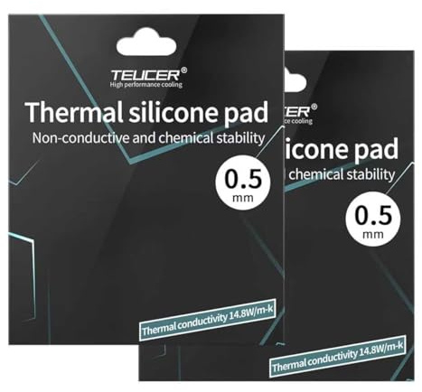 2 Pack Thermal Pad 14.8 W/mK, 120x120x0.5mm, Non Conductive Heat Resistance High Temperature Resistance, Silicone Thermal Pads for Laptop Heatsink GPU CPU LED Cooler (0.5mm)