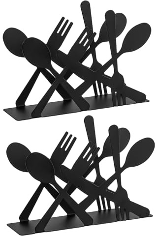 Toyvian 2piezas Porta Cubiertos de Metal Servilletero Vertical para Mesa de Fiesta Dispensador de Servilletas de Papel Negro Diseño Recortado de Hierro Servilletero para Mesa
