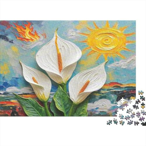 Peace Lily Premium Paper Recycled Cardboard Unique Decompression Jigsaw Puzzle Jigsaw Calla Lily for Women Men Gifts 52x38cm/1000pcs