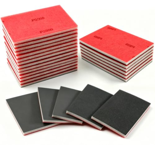24 Stück Schleifschwamm Set, 80-3000 Körnung Schleifschwämme | Flexible Schleifblöcke Nass & Trocken für Holz Metall Trockenbau Auto & Heimwerken