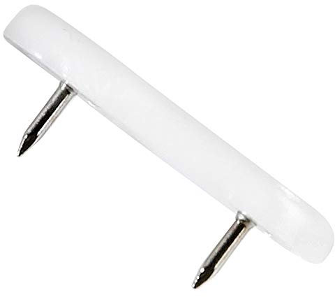 Adsamm® / 32 x Deslizante de plástico con clavo / 18x44 mm / blanco / rectangulares / Patas de muebles con clavo de la máxima calidad de Adsamm®