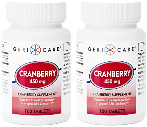 High-Potency Cranberry Supplement - 450mg Pure Cranberry Tablets for Urinary Tract Health Natural UTI Prevention for Men & Women- GMO, Gluten & Dairy Free Cranberry Concentrate 100 Count (2pk)