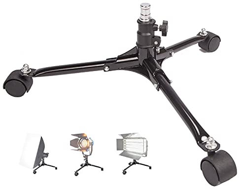 Photography Studio Floor Light Stand with Pulley, Foldable Dolly Wheeled Base Light Stand, for Supporting Photo Studio Video Softbox, Monolight, Spotlight and Other Photography Equipment