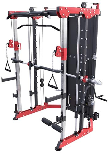 GORILLA SPORTS® Power Rack - inkl. Olympia Langhantel, Dip-Station, Kabelzug, Klimmzugstange, Beincurler - Power Cage, Kraftstation, Multipresse, Multistation, Fitness, Krafttraining, Gym, Zuhause