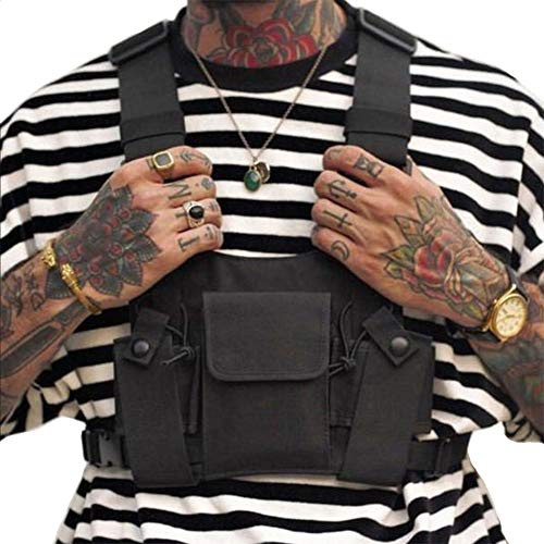 CLAPE Universal Radio Walkie Talkie bröstficka Harness Pack, handsfree väst bröst rig väska justerbar sele väskor ryggsäck hip hop streetwear män/kvinnor