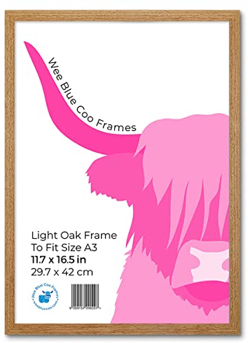 A3 Light Oak Wooden Picture Frame 11.7 x 16.5 Inch (29.7 x 42cm) Acrylic Safety 'Glass' Photo Frame