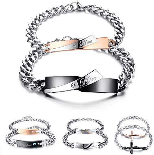 Kim Johanson Edelstahl Pärchen Armbänder *Verschiedene Motive & Farben* in Roségold, Gold & Silber Freundschaftsarmband, Geschenk, Schmuck für Paare inkl. Schmuckbeutel