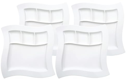 Villeroy & Boch NewWave 4er Set Grill- / Speiseteller unterteilt 27x27cm Porzell