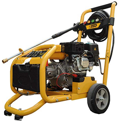 RocwooD Pressure Washer Petrol Max 3400 PSI Five Nozzles 9.4L/M Jet Wash Detergent Tank Car Truck Van Path Pavement Spray Gun Lance Dirt Blaster