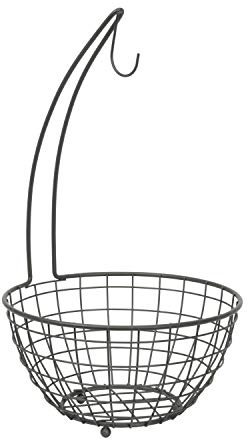 Spectrum Diversified Hanger Basket, Produce Saver Banana Holder & Open Wire Fruit Bowl for Kitchen Counter & Dining Table, Industrial Gray