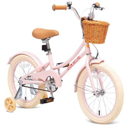 ACEGER Girls Bike with Basket, Kids Bicycle for 3-13 Years, Included Coaster Brake & Caliper Brake, 14 16 18 Inch with Training Wheels, 20 Inch with Kickstand but no Training Wheels