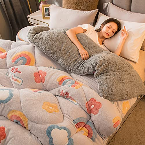 YFXRLC Einzel Doppel Decke Quilt Bettüberwurf, 3-lagig High Density Lammkaschmir/Schneeflockenfleece Baumwolle Gesteppt Decken Alle Jahreszeiten Multifunktionale Tagesdecke/Bettlaken,D-200x230cm(5kg)