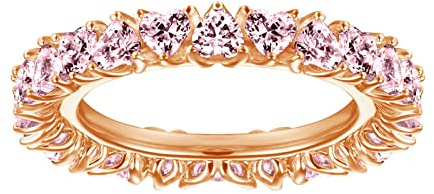 Dsnyu Ringe Hochzeit Silber, Herz Rosa Zirkonia Rose Vergoldet Allround Ewigkeit Band Ehering Damen mit Gravur 60