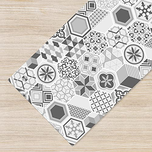 IlGruppone Tappeto Cucina Antiscivolo Made in Italy Passatoia Antimacchia Multiuso Corridoio Soggiorno Lavabile in Lavatrice - 50x200 - Mattonella Grigia