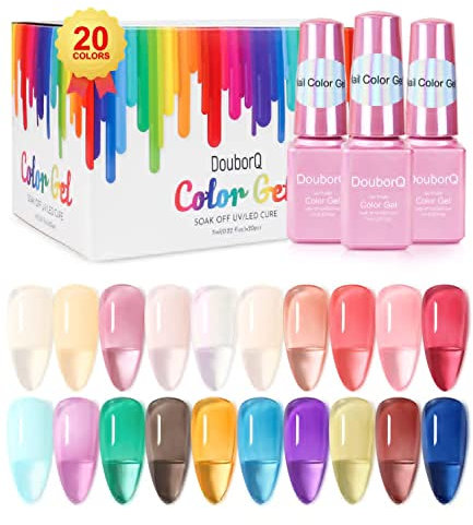20 Bottles Jelly Gel Nail Polish Glass Translucent Crystal Blue Pink Red Pink Clear Green Yellow Purple Colors UV Soak Off LED Gel 7ml Soak Off Manicure Kit