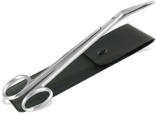 Lange Nagelschere Fußnagelschere mit einseitiger Mikroverzahnung 16 cm | Senioren Pediküre Schere geeignet für Fingernägel und Fußnägel mit Etui