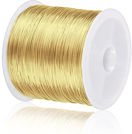 EVERMARKET Fil de cuivre résistant au ternissement pour la fabrication de bijoux, fournitures d'artisanat, 0,4 mm x 100 m (doré)