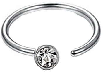 Aotiwe 1 Stück Piercing Helix, Nasenring Silber C Hoop 6 mm mit Zirkonia Edelstahl 0.8X6mm